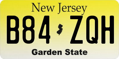NJ license plate B84ZQH