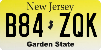 NJ license plate B84ZQK