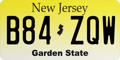 NJ license plate B84ZQW