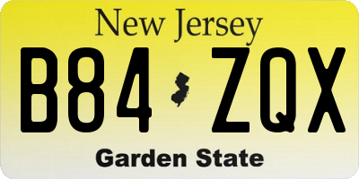 NJ license plate B84ZQX