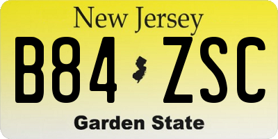 NJ license plate B84ZSC