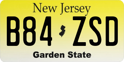 NJ license plate B84ZSD