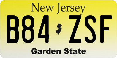 NJ license plate B84ZSF