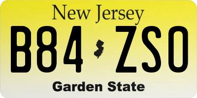 NJ license plate B84ZSO