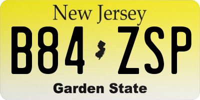 NJ license plate B84ZSP