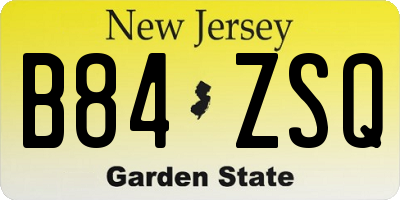 NJ license plate B84ZSQ