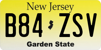 NJ license plate B84ZSV