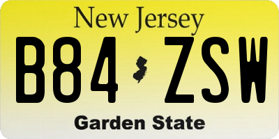 NJ license plate B84ZSW