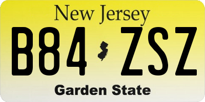 NJ license plate B84ZSZ