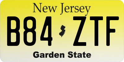 NJ license plate B84ZTF