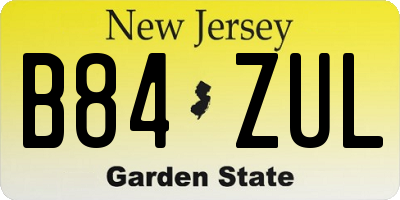 NJ license plate B84ZUL