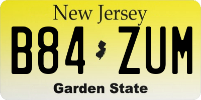 NJ license plate B84ZUM