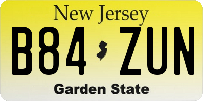 NJ license plate B84ZUN