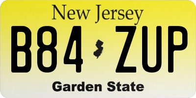 NJ license plate B84ZUP