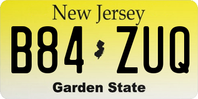 NJ license plate B84ZUQ