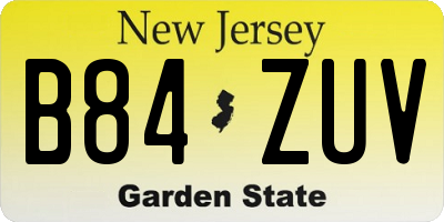 NJ license plate B84ZUV