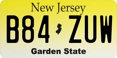 NJ license plate B84ZUW