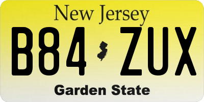 NJ license plate B84ZUX