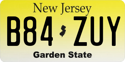 NJ license plate B84ZUY