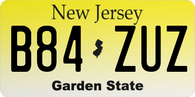 NJ license plate B84ZUZ