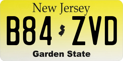 NJ license plate B84ZVD