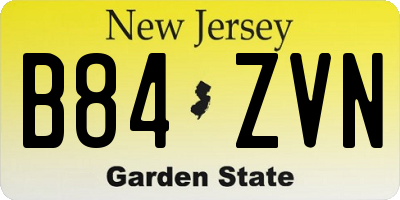 NJ license plate B84ZVN