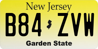 NJ license plate B84ZVW