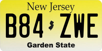 NJ license plate B84ZWE