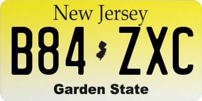 NJ license plate B84ZXC