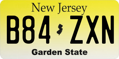 NJ license plate B84ZXN