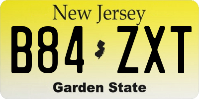 NJ license plate B84ZXT