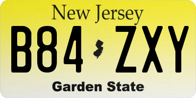 NJ license plate B84ZXY