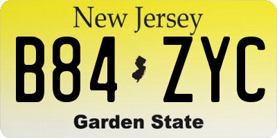 NJ license plate B84ZYC
