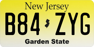 NJ license plate B84ZYG