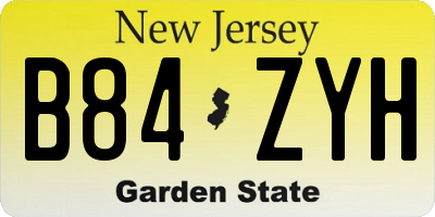 NJ license plate B84ZYH