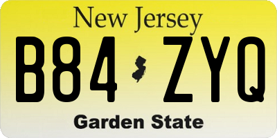 NJ license plate B84ZYQ