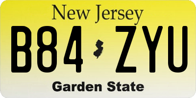 NJ license plate B84ZYU