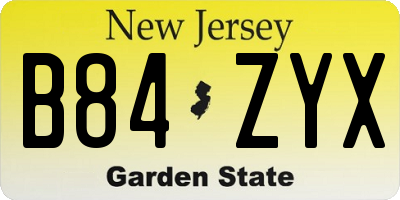 NJ license plate B84ZYX