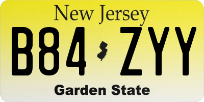 NJ license plate B84ZYY