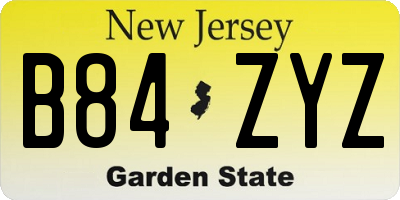 NJ license plate B84ZYZ