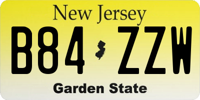 NJ license plate B84ZZW