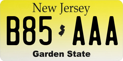 NJ license plate B85AAA