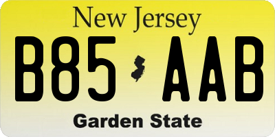 NJ license plate B85AAB