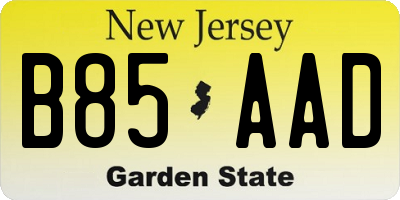 NJ license plate B85AAD