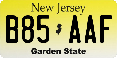 NJ license plate B85AAF