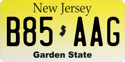 NJ license plate B85AAG