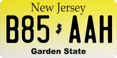 NJ license plate B85AAH