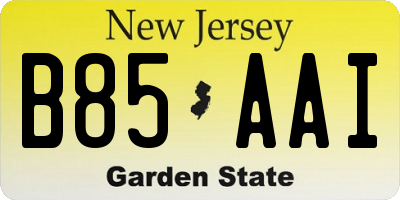NJ license plate B85AAI