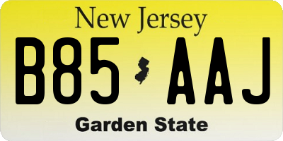 NJ license plate B85AAJ