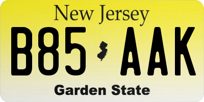 NJ license plate B85AAK